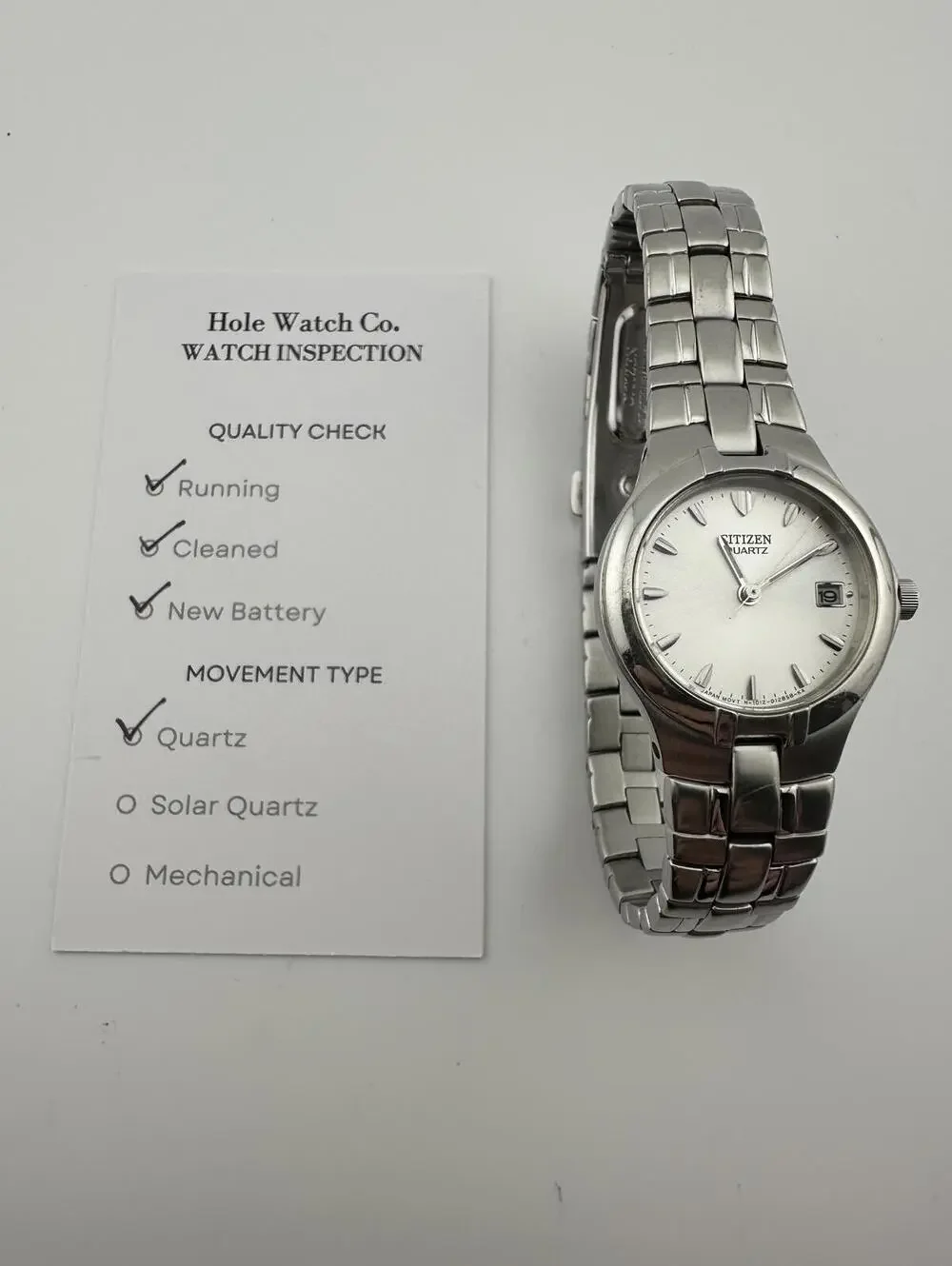 Citizen Quartz Watch Womens Silver Dial Stainless Steel Date 25mm Japan